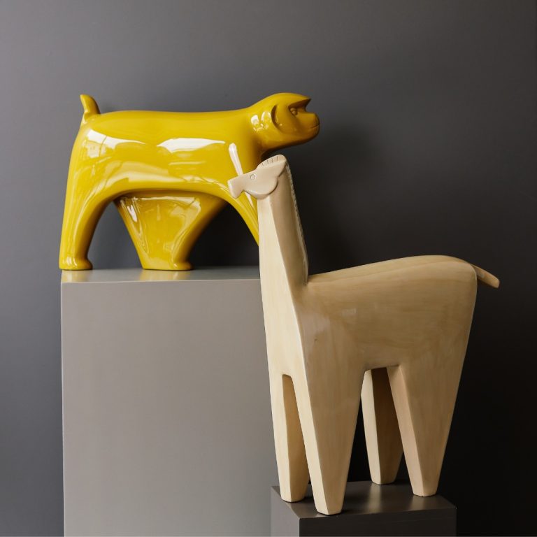 Lacquered animal statues